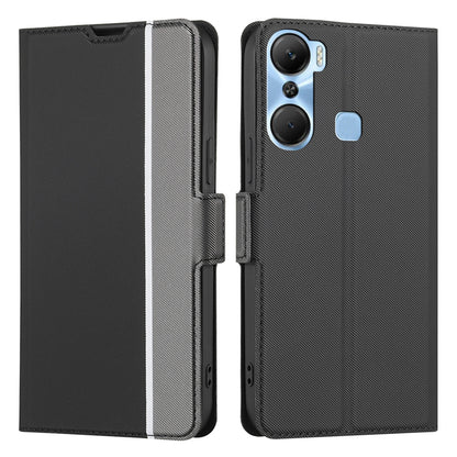 For Infinix Hot 12 Pro 4G Slim TPU+PU Leather Case Card Holder Stand Twill Texture Phone Cover
