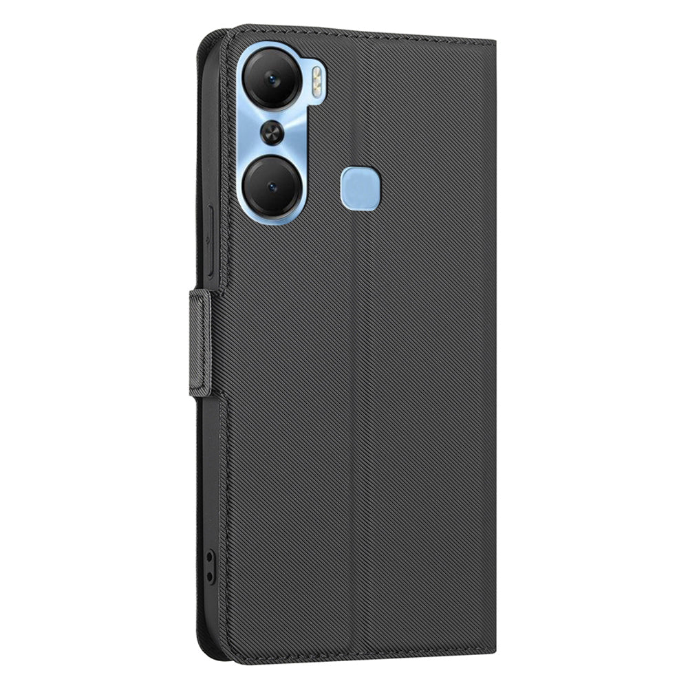 For Infinix Hot 12 Pro 4G Slim TPU+PU Leather Case Card Holder Stand Twill Texture Phone Cover