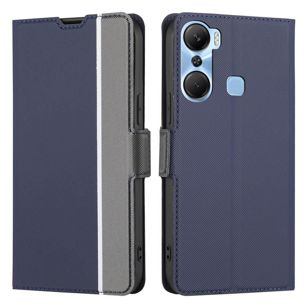 For Infinix Hot 12 Pro 4G Slim TPU+PU Leather Case Card Holder Stand Twill Texture Phone Cover