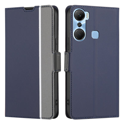 For Infinix Hot 12 Pro 4G Slim TPU+PU Leather Case Card Holder Stand Twill Texture Phone Cover