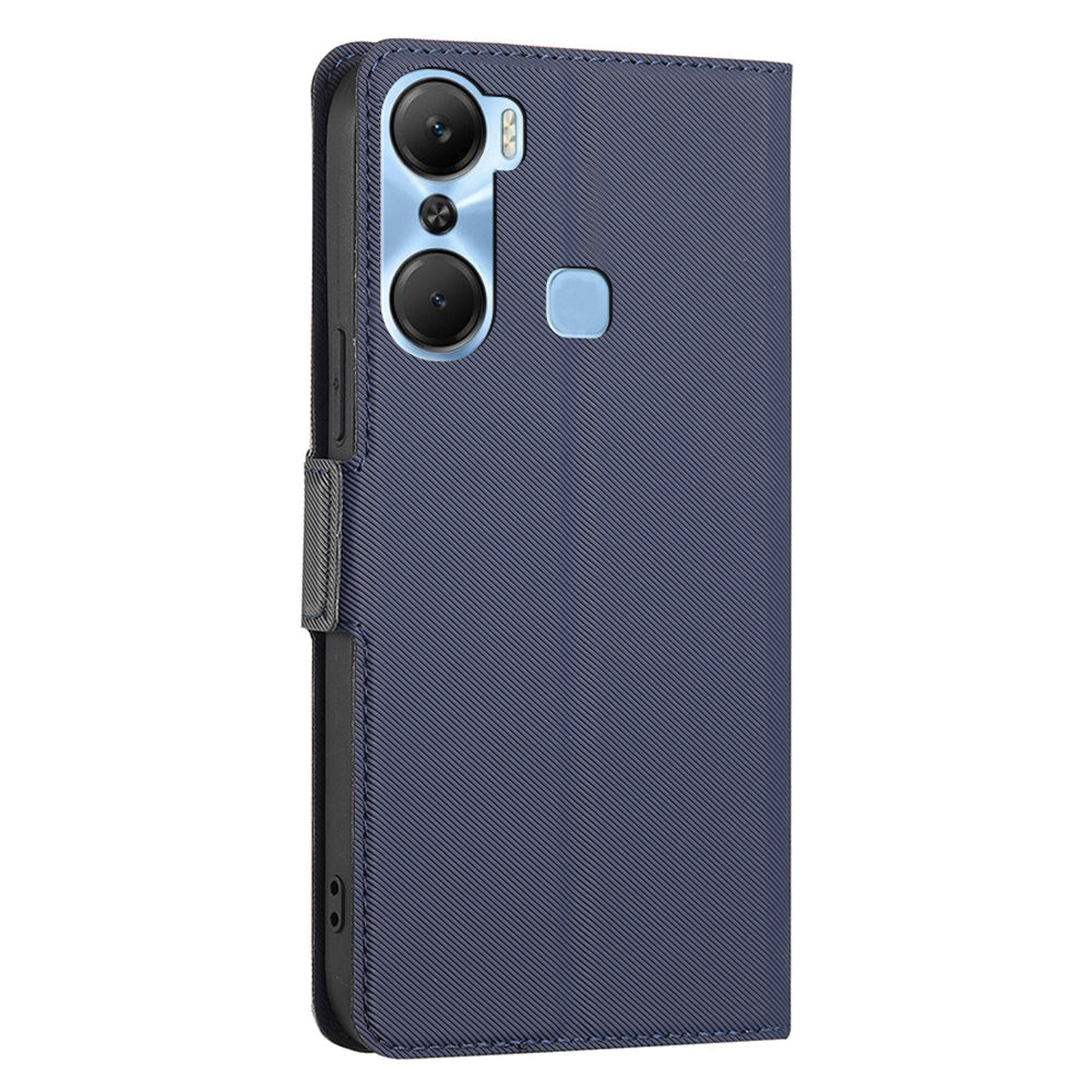 For Infinix Hot 12 Pro 4G Slim TPU+PU Leather Case Card Holder Stand Twill Texture Phone Cover