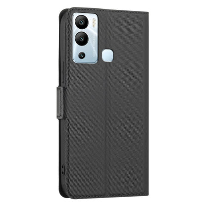 For Infinix Hot 12i 4G Twill Texture PU Leather Phone Cover Card Holder Stand Phone Case