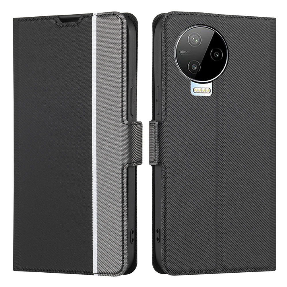 Twill Texture Phone Shell for Infinix Note 12 (2023) 4G / Note 12 Pro 4G , Card Holder Stand Anti-Scratch PU Leather Case