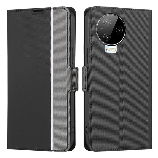 Twill Texture Phone Shell for Infinix Note 12 (2023) 4G / Note 12 Pro 4G , Card Holder Stand Anti-Scratch PU Leather Case