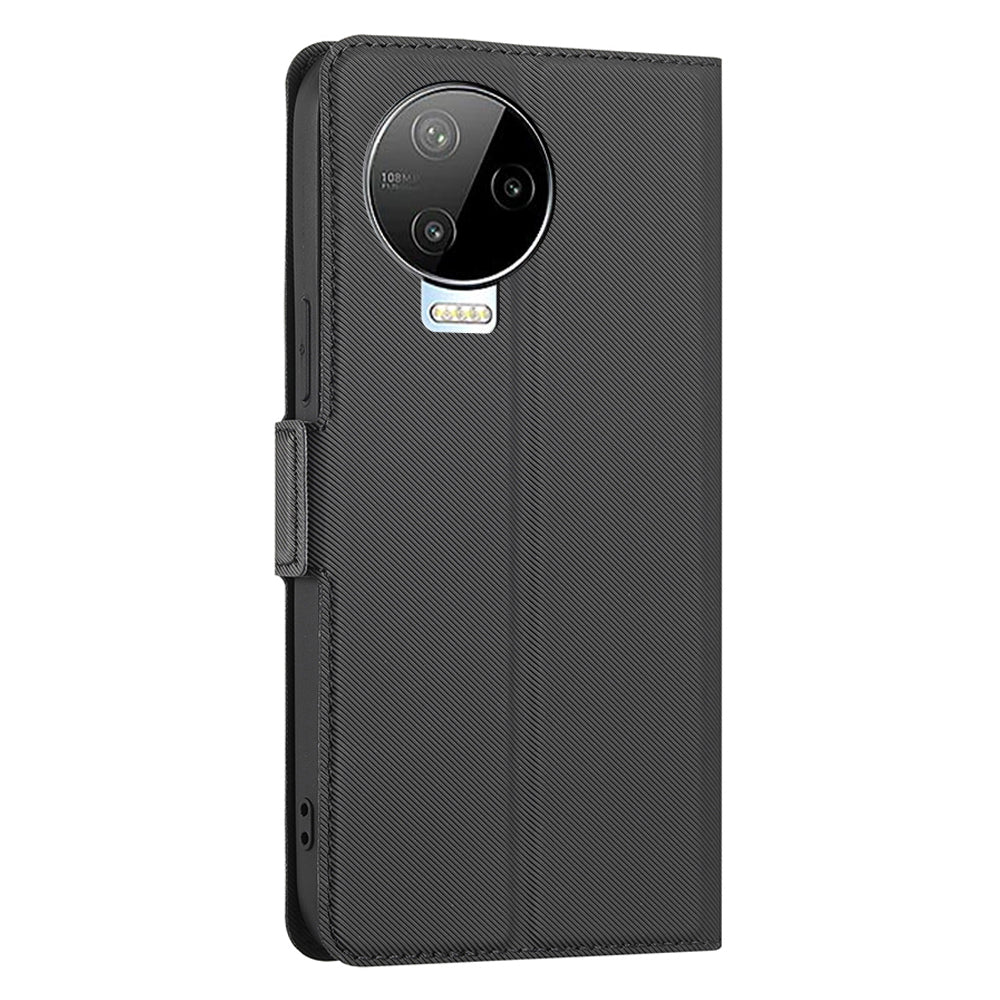 Twill Texture Phone Shell for Infinix Note 12 (2023) 4G / Note 12 Pro 4G , Card Holder Stand Anti-Scratch PU Leather Case