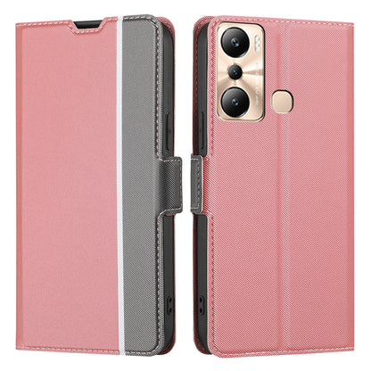 For Infinix Hot 20i 4G Anti-Scratch Card Holder Stand PU Leather Case Slim-fit Twill Texture Phone Cover