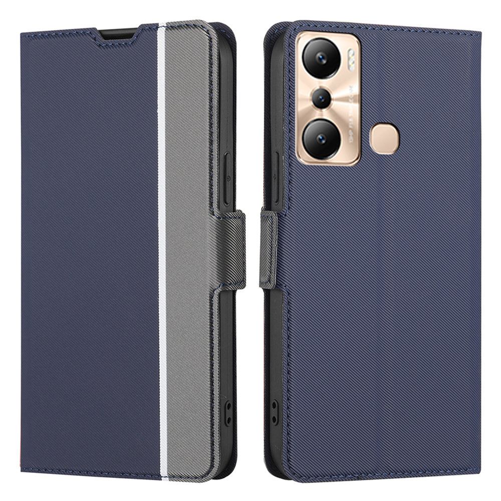 For Infinix Hot 20i 4G Anti-Scratch Card Holder Stand PU Leather Case Slim-fit Twill Texture Phone Cover