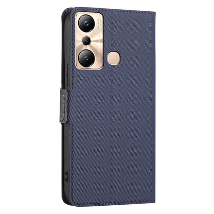 For Infinix Hot 20i 4G Anti-Scratch Card Holder Stand PU Leather Case Slim-fit Twill Texture Phone Cover