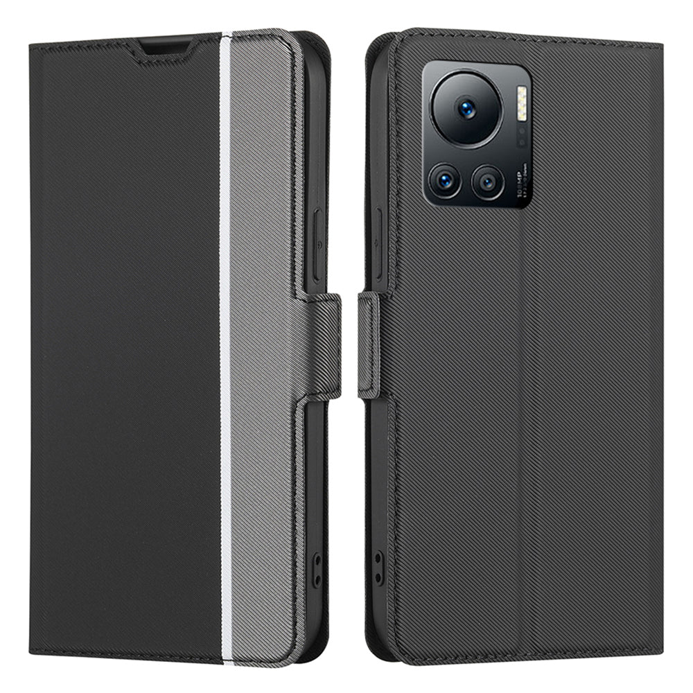 Anti-Scratch Twill Texture Phone Cover for Infinix Note 12 VIP 4G , Card Holder Stand TPU+PU Leather Case