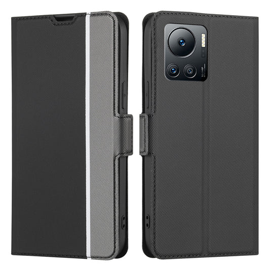 Anti-Scratch Twill Texture Phone Cover for Infinix Note 12 VIP 4G , Card Holder Stand TPU+PU Leather Case