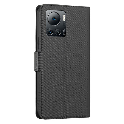 Anti-Scratch Twill Texture Phone Cover for Infinix Note 12 VIP 4G , Card Holder Stand TPU+PU Leather Case