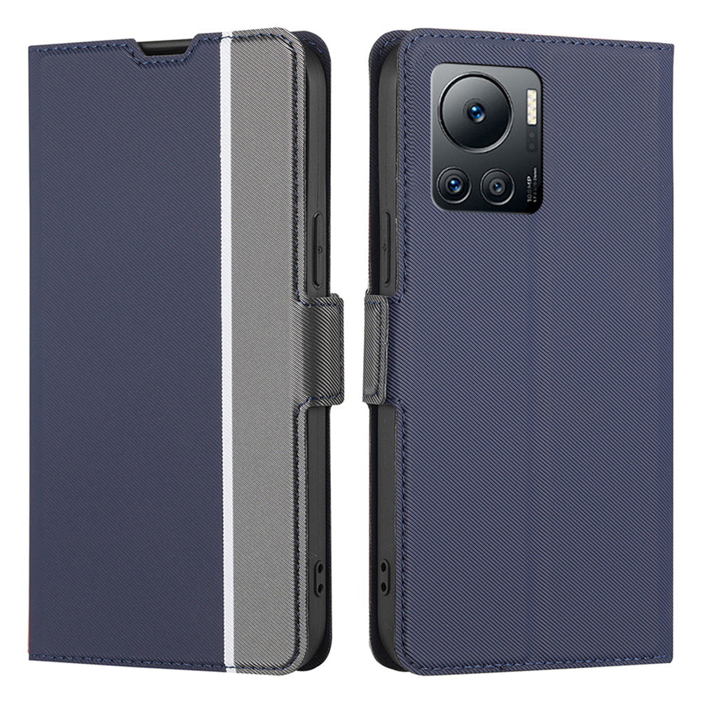 Anti-Scratch Twill Texture Phone Cover for Infinix Note 12 VIP 4G , Card Holder Stand TPU+PU Leather Case