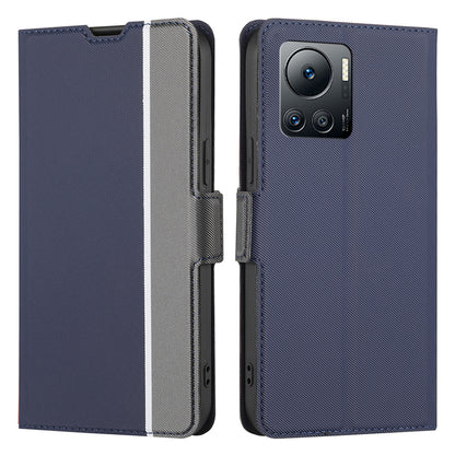 Anti-Scratch Twill Texture Phone Cover for Infinix Note 12 VIP 4G , Card Holder Stand TPU+PU Leather Case