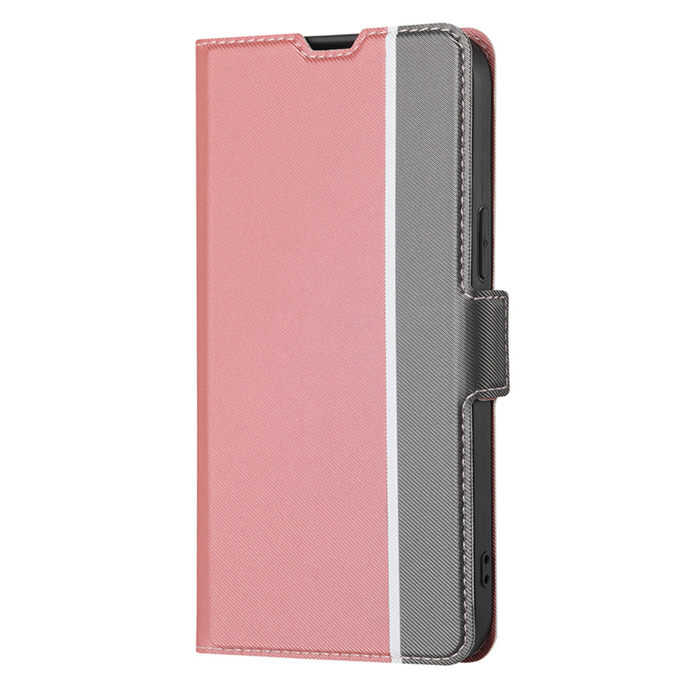 For Realme C55 Card Slot Twill Texture Phone Cover Stand Anti-Scratch TPU+PU Leather Case