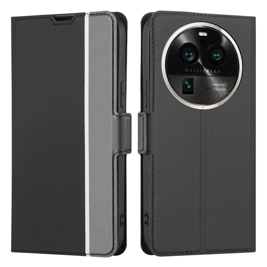 For Oppo Find X6 Pro Anti-Fingerprint Twill Texture Phone Case Stand TPU+PU Leather Thin Phone Shell