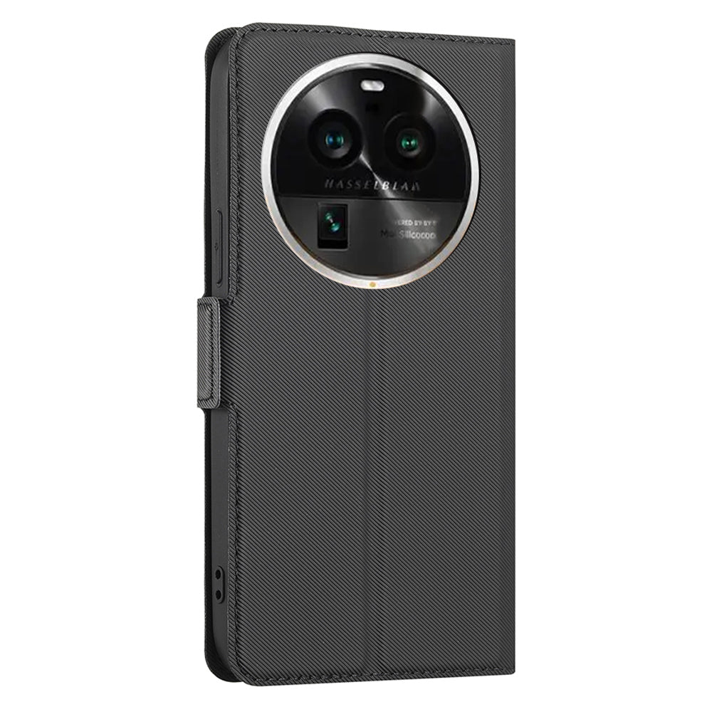 For Oppo Find X6 Pro Anti-Fingerprint Twill Texture Phone Case Stand TPU+PU Leather Thin Phone Shell