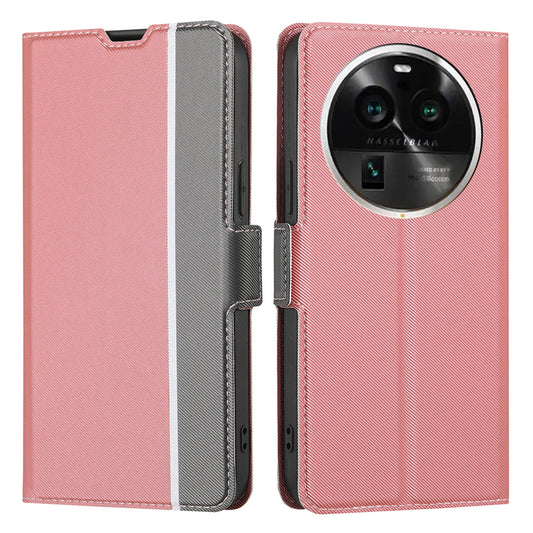 For Oppo Find X6 Pro Anti-Fingerprint Twill Texture Phone Case Stand TPU+PU Leather Thin Phone Shell