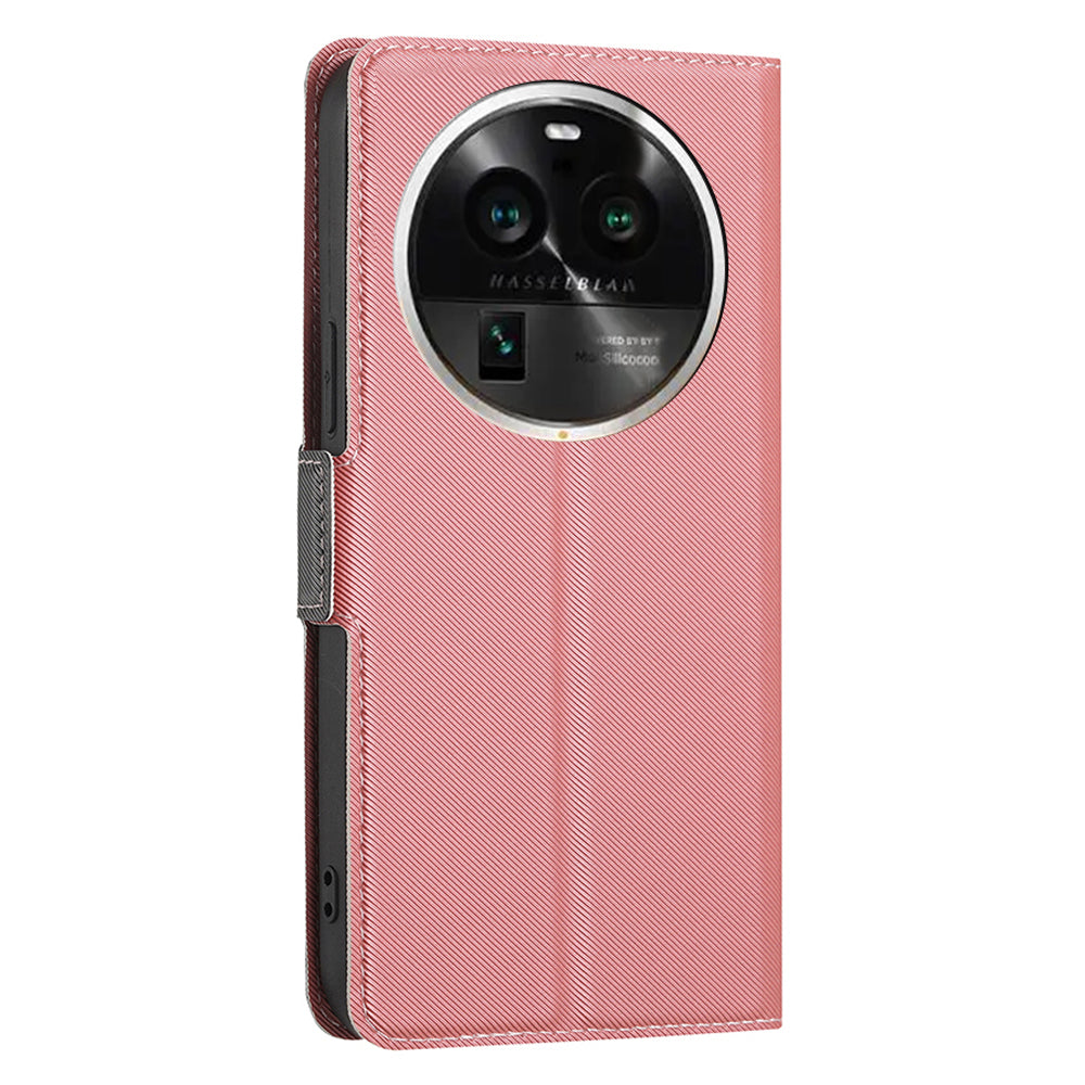 For Oppo Find X6 Pro Anti-Fingerprint Twill Texture Phone Case Stand TPU+PU Leather Thin Phone Shell