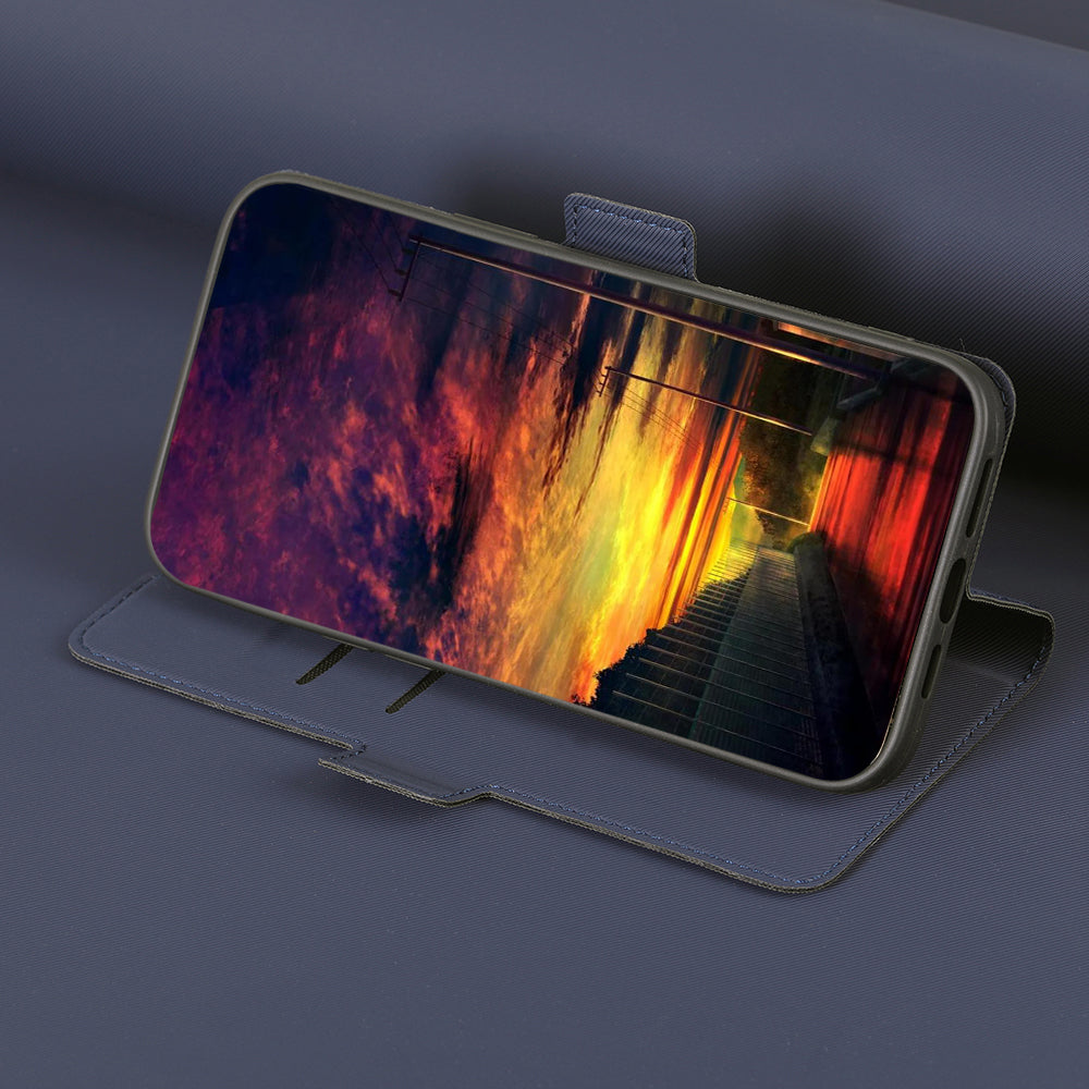 For Oppo Find X6 Pro Anti-Fingerprint Twill Texture Phone Case Stand TPU+PU Leather Thin Phone Shell