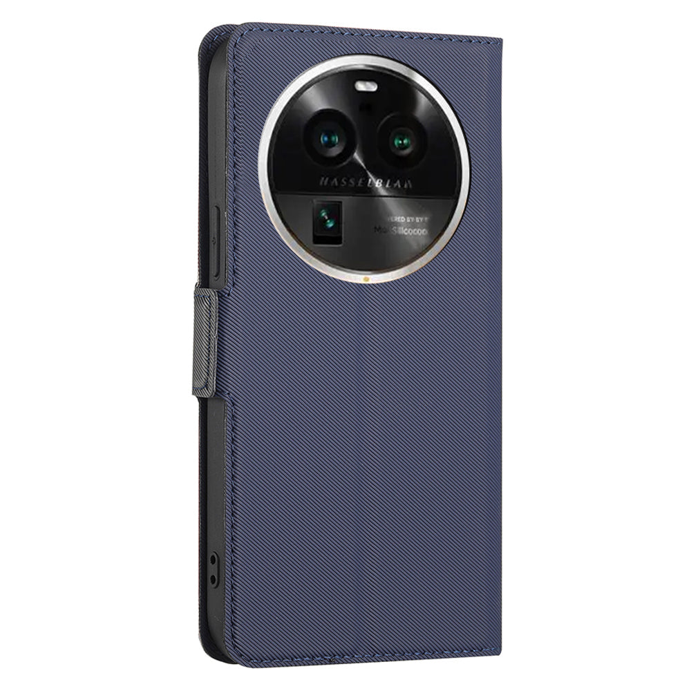 For Oppo Find X6 Pro Anti-Fingerprint Twill Texture Phone Case Stand TPU+PU Leather Thin Phone Shell