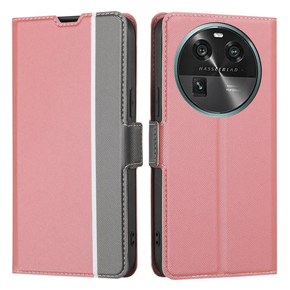 For Oppo Find X6 Card Holder Stand Shockproof PU Leather Case Twill Texture Phone Cover