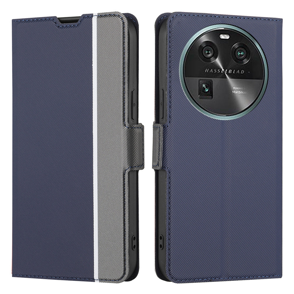 For Oppo Find X6 Card Holder Stand Shockproof PU Leather Case Twill Texture Phone Cover