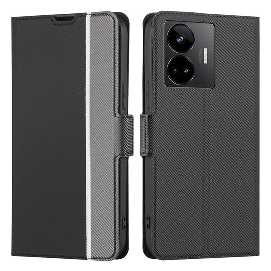 For Realme GT Neo 5 5G / GT3 5G / GT Neo 5 240W 5G Cell Phone Cover Twill Texture Stand Magnetic TPU+PU Leather Case