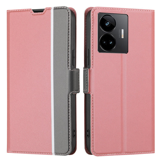 For Realme GT Neo 5 5G / GT3 5G / GT Neo 5 240W 5G Cell Phone Cover Twill Texture Stand Magnetic TPU+PU Leather Case