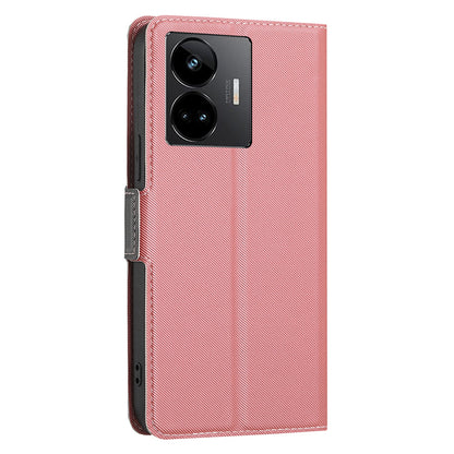 For Realme GT Neo 5 5G / GT3 5G / GT Neo 5 240W 5G Cell Phone Cover Twill Texture Stand Magnetic TPU+PU Leather Case