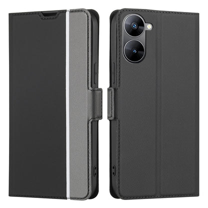 For Realme V30t / V30 5G Card Holder Stand Dustproof Leather Case Twill Texture Phone Cover