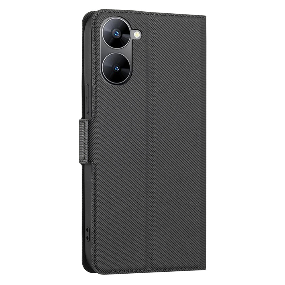 For Realme V30t / V30 5G Card Holder Stand Dustproof Leather Case Twill Texture Phone Cover