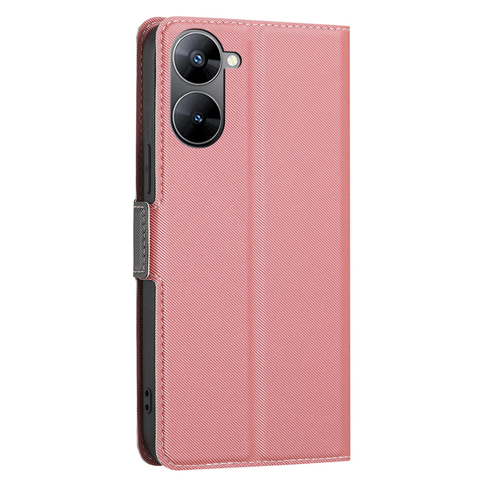 For Realme V30t / V30 5G Card Holder Stand Dustproof Leather Case Twill Texture Phone Cover