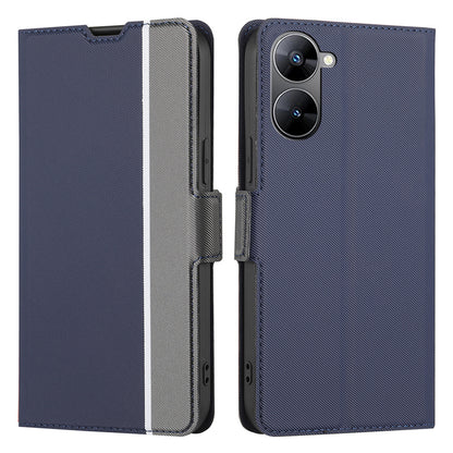 For Realme V30t / V30 5G Card Holder Stand Dustproof Leather Case Twill Texture Phone Cover