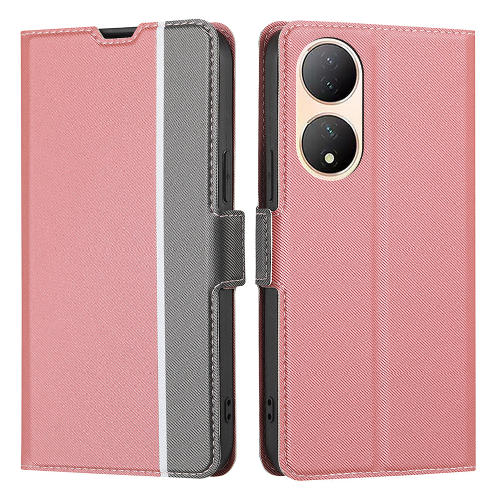 For vivo Y100 5G Twill Texture TPU+PU Leather Phone Cover Card Holder Stand Anti-Scratch Phone Case