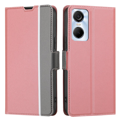 Twill Texture Phone Case for Tecno Pop 6 Pro 4G , Card Holder Stand TPU+PU Leather Cover Shell