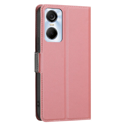 Twill Texture Phone Case for Tecno Pop 6 Pro 4G , Card Holder Stand TPU+PU Leather Cover Shell