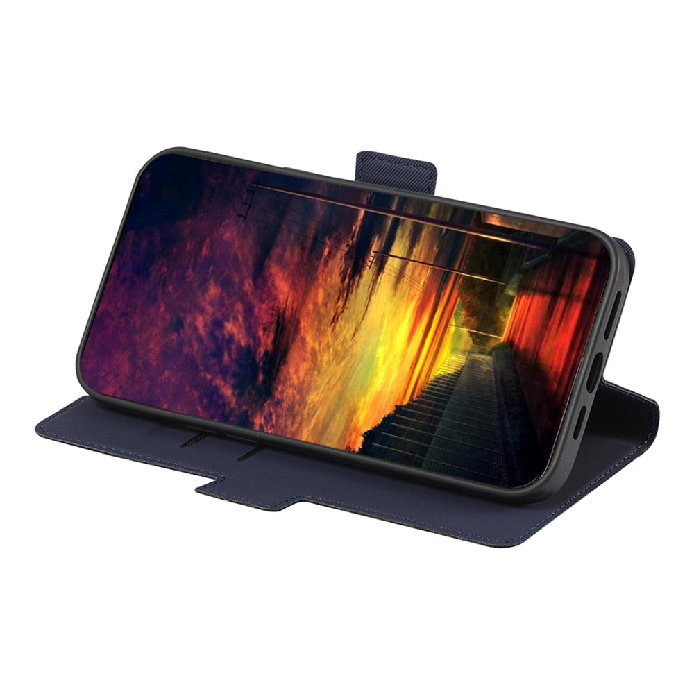 Twill Texture Phone Case for Tecno Pop 6 Pro 4G , Card Holder Stand TPU+PU Leather Cover Shell