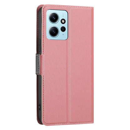 For Xiaomi Redmi Note 12 4G Anti-Scratch Stand PU Leather Case Twill Texture Phone Cover with Card Slot