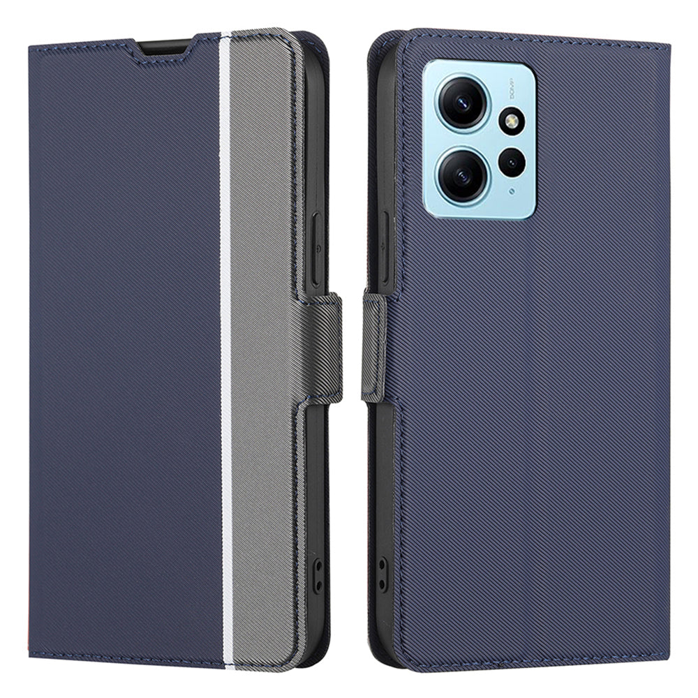 For Xiaomi Redmi Note 12 4G Anti-Scratch Stand PU Leather Case Twill Texture Phone Cover with Card Slot
