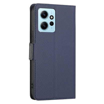 For Xiaomi Redmi Note 12 4G Anti-Scratch Stand PU Leather Case Twill Texture Phone Cover with Card Slot