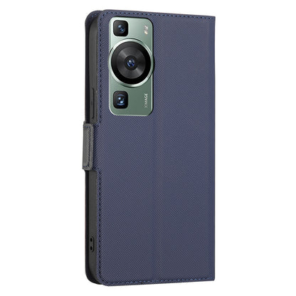 For Huawei P60 Pro / P60 Card Holder Stand Twill Texture Phone Cover TPU+PU Leather Case