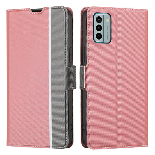 For Nokia G22 Twill Texture Phone Cover Card Holder Stand Anti-Scratch TPU+PU Leather Case