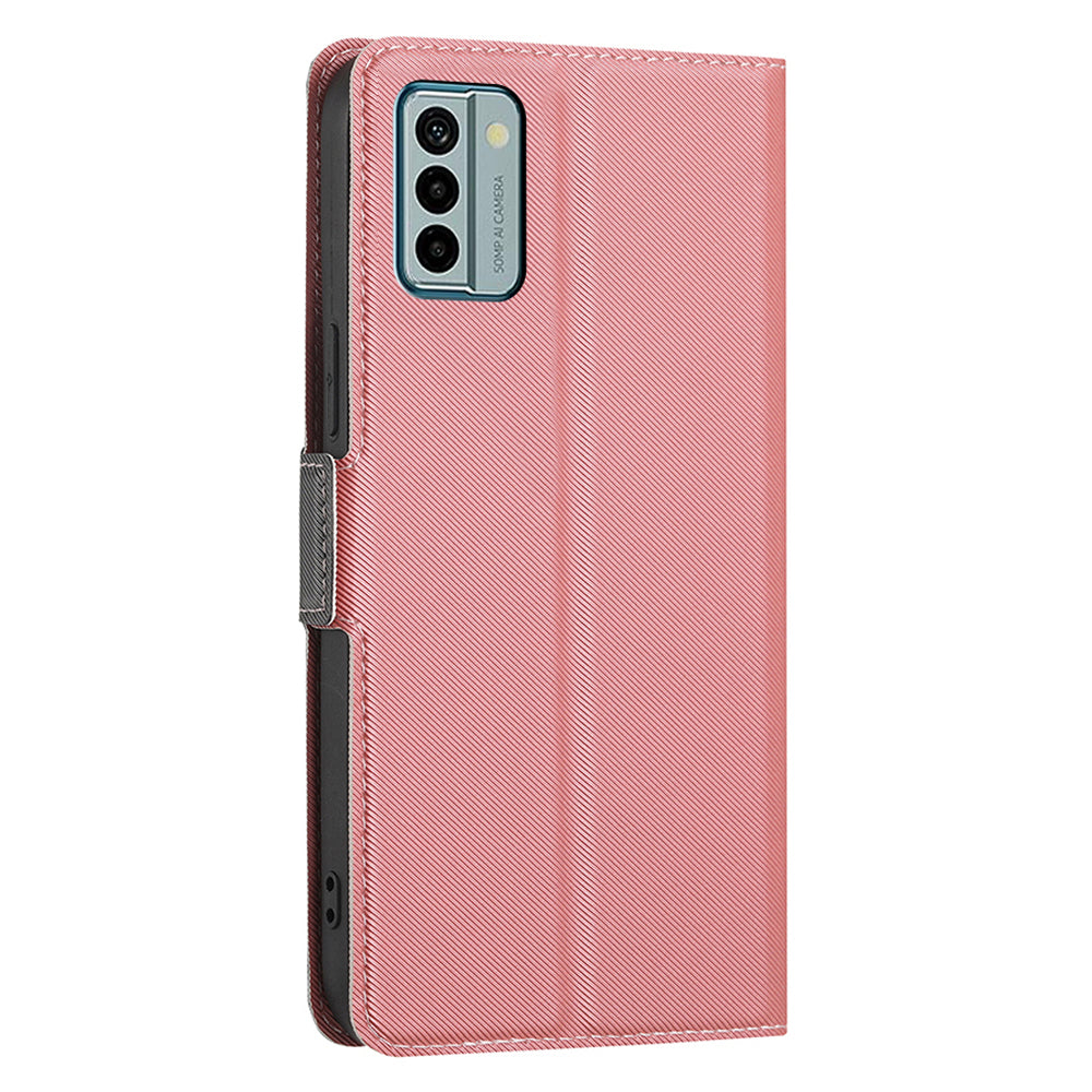 For Nokia G22 Twill Texture Phone Cover Card Holder Stand Anti-Scratch TPU+PU Leather Case