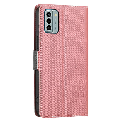 For Nokia G22 Twill Texture Phone Cover Card Holder Stand Anti-Scratch TPU+PU Leather Case