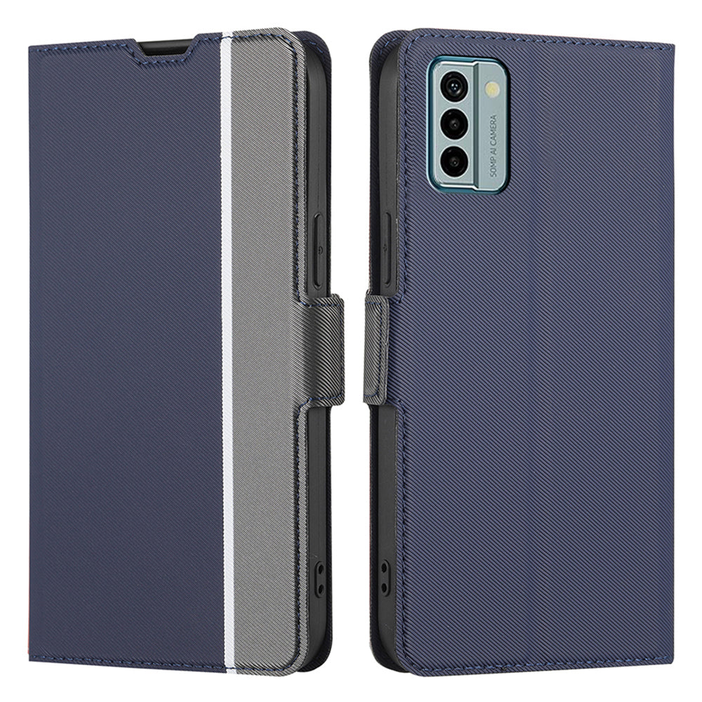 For Nokia G22 Twill Texture Phone Cover Card Holder Stand Anti-Scratch TPU+PU Leather Case