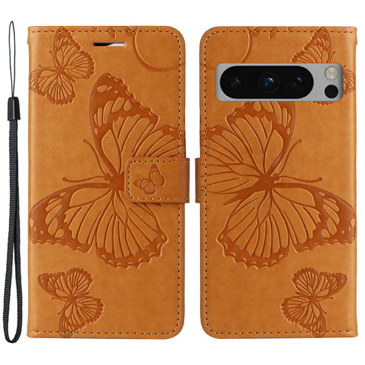 KT Imprinting Flower Series-2 For Google Pixel 8 Pro PU Leather Wallet Case Butterfly Flower Imprinted Stand Phone Cover