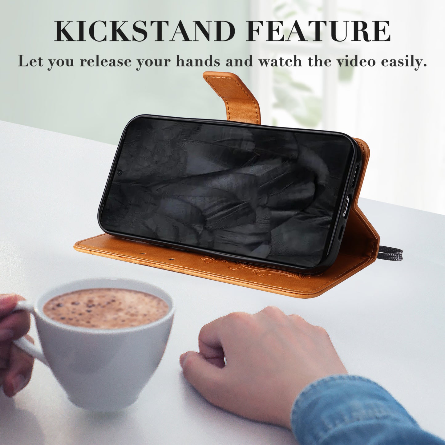 KT Imprinting Flower Series-2 For Google Pixel 8 Pro PU Leather Wallet Case Butterfly Flower Imprinted Stand Phone Cover