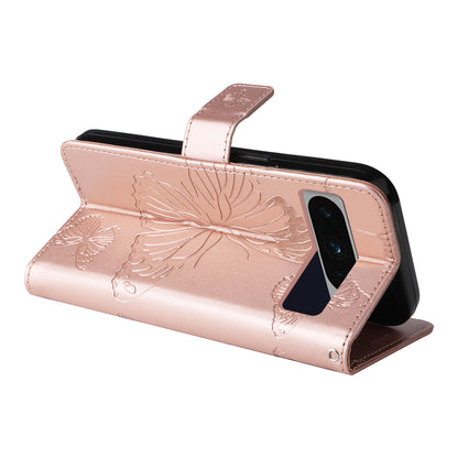 KT Imprinting Flower Series-2 For Google Pixel 8 Pro PU Leather Wallet Case Butterfly Flower Imprinted Stand Phone Cover