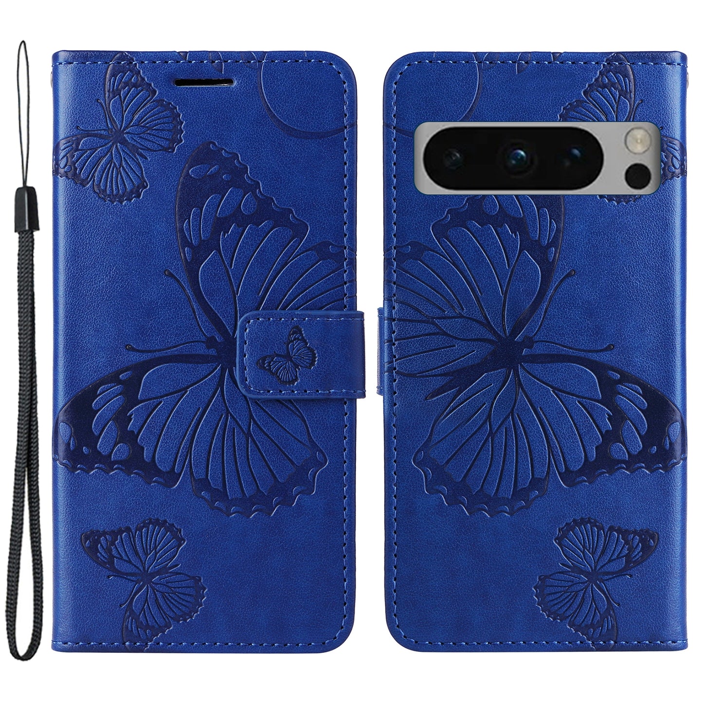 KT Imprinting Flower Series-2 For Google Pixel 8 Pro PU Leather Wallet Case Butterfly Flower Imprinted Stand Phone Cover