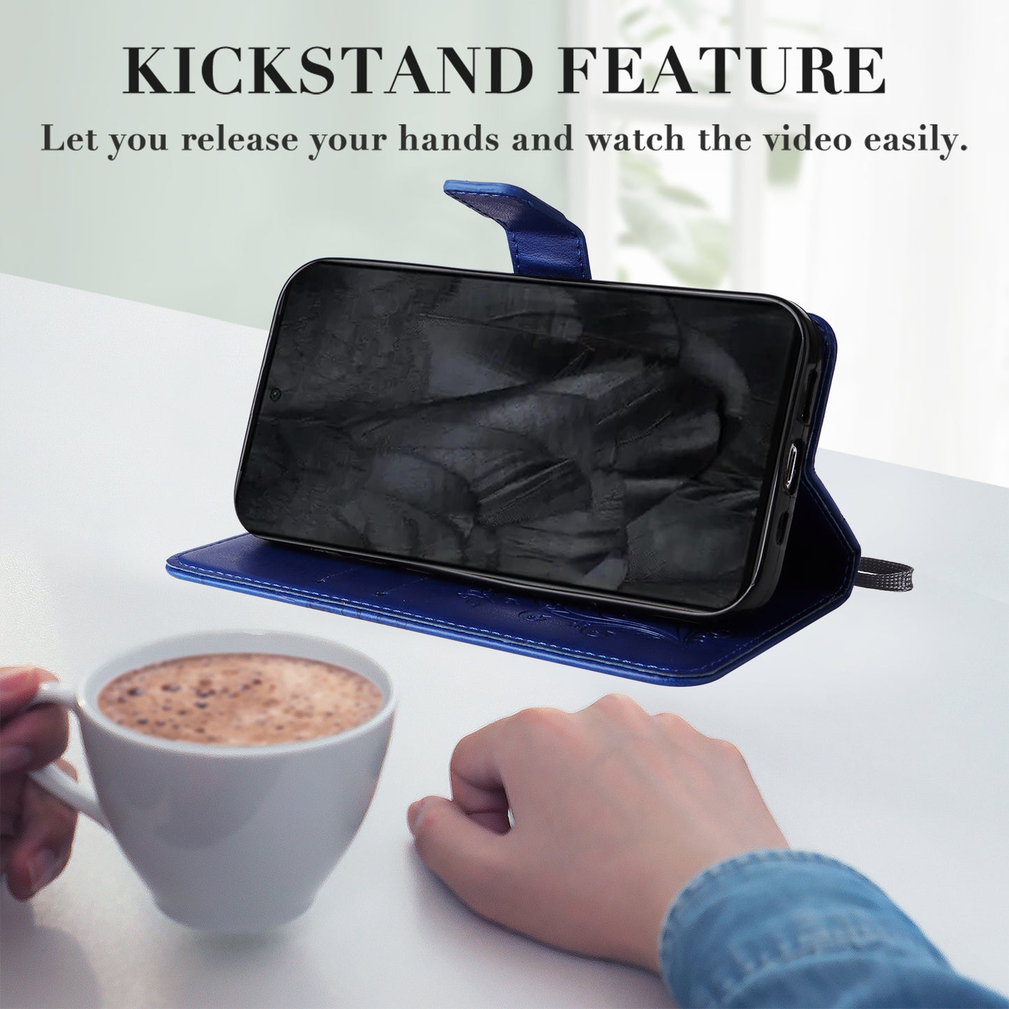 KT Imprinting Flower Series-2 For Google Pixel 8 Pro PU Leather Wallet Case Butterfly Flower Imprinted Stand Phone Cover